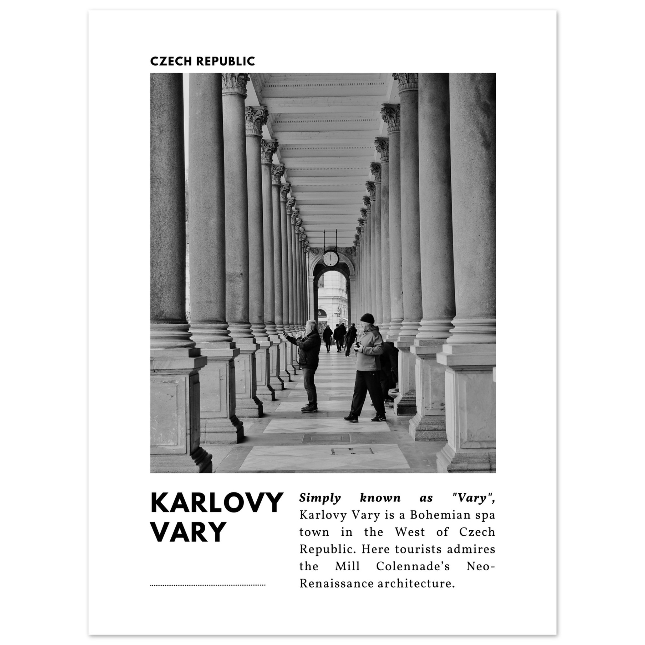 Karlovy Vary Black & White Travel Print
